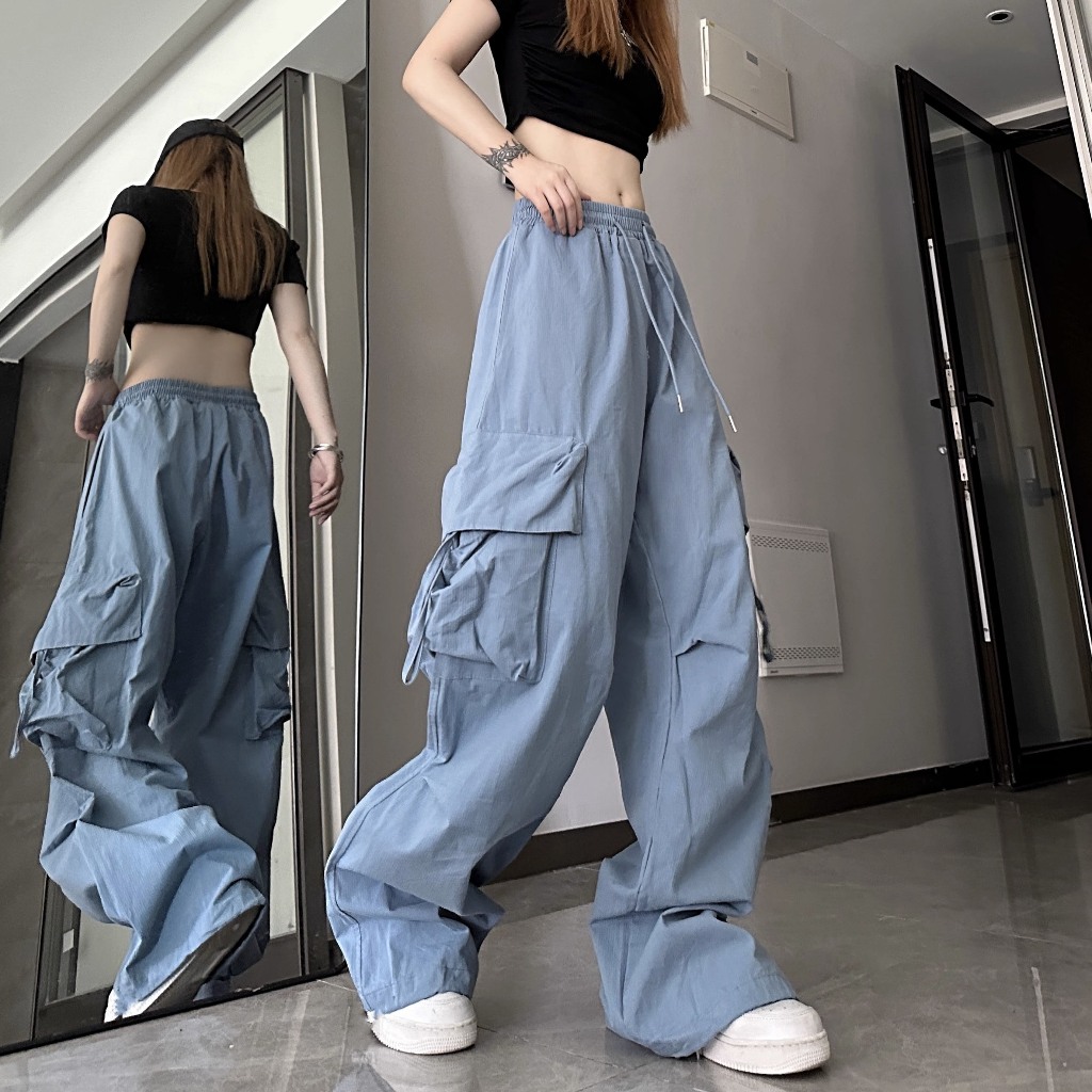 Baggy Pants Wanita Highwaist Celana Cargo Panjang Oversize
